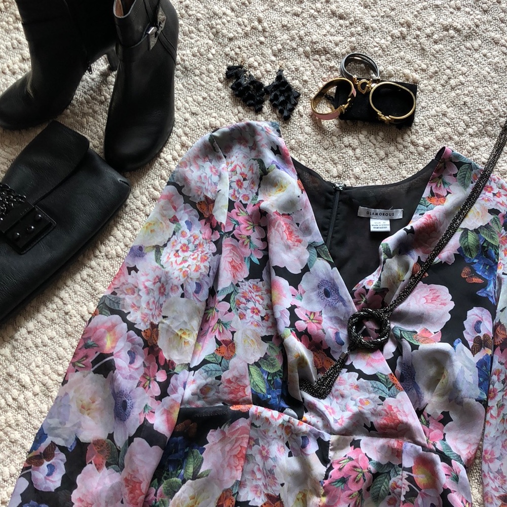Long sleeve printed romper